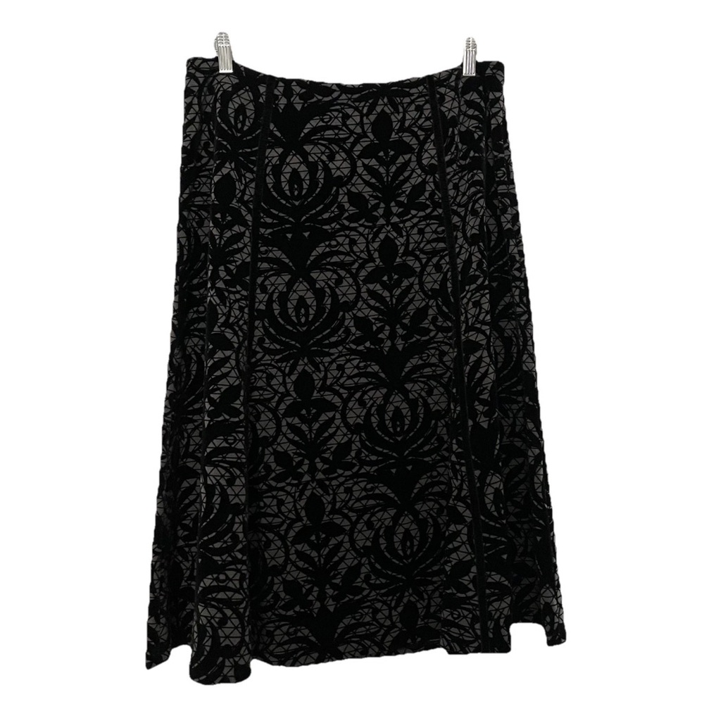 Black Midi Skirt Womens 14 Velvet Burnout A Line Witchy Whimsigoth Dark Fairy